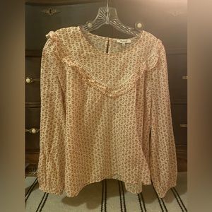 MADEWELL lightweight orange/cream flowers boho blouse sz L